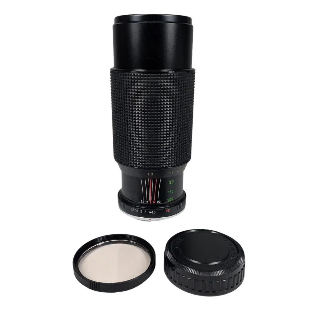 VINTAGE BESTON 80–200mm f/4.5 MACRO ZOOM LENS – MANUAL FOCUS – W/ CAPS & FILTER